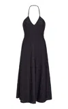 Markarian Sylvette Eyelet Jersey Midi Halter Dress In Black