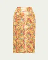 Markarian Tammy Metallic Floral Jacquard Midi Skirt In Multi