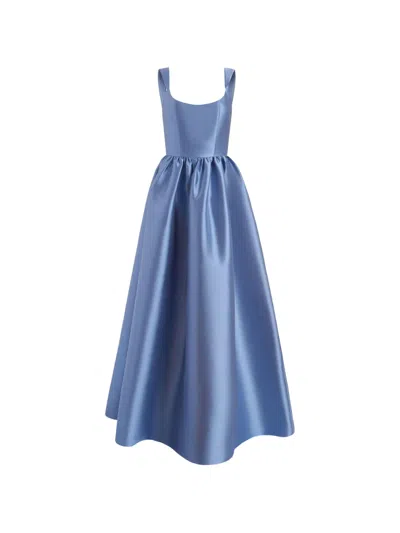 Markarian Tatiana Mikado Full-skirt Maxi Dress In Blue