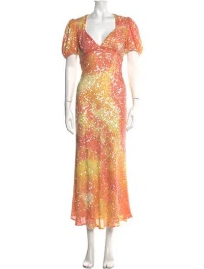 Pre-owned Markarian Tie-dye Print Long Dress In Orange