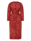 Markarian Tilda Brocade Rounded Sleeve Coat In Red