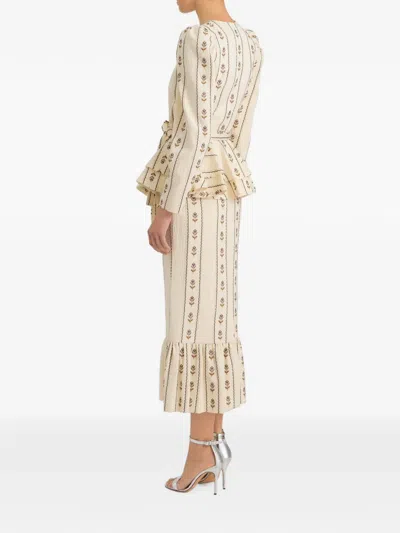 Markarian Vega Floral-stripe Wrap Top In Neutral