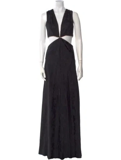 Pre-owned Markarian V-neck Long Dress In Black