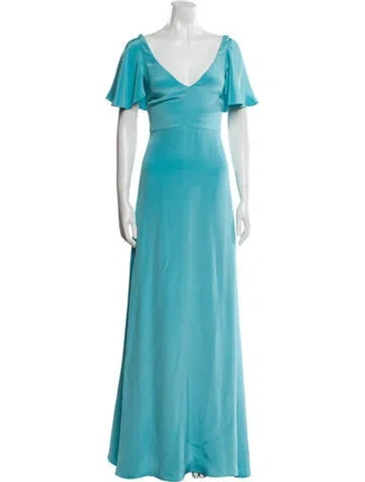 Pre-owned Markarian V-neck Long Dress In Blue
