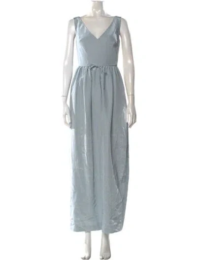 Pre-owned Markarian V-neck Long Dress In Blue