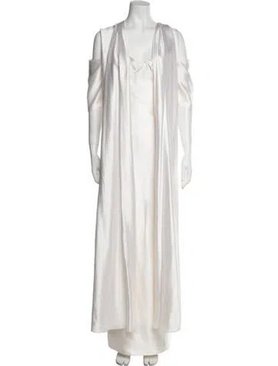 Pre-owned Markarian V-neck Long Dress In Neutral