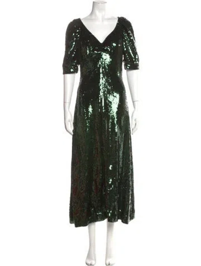 Pre-owned Markarian V-neck Long Dress W/ Tags In Green