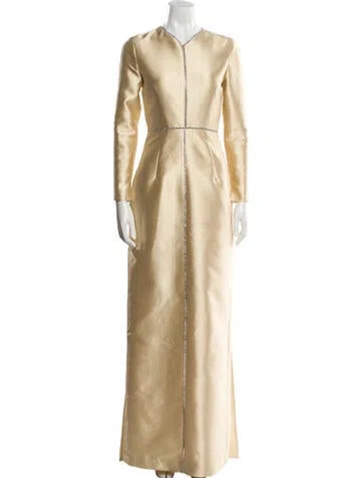 Pre-owned Markarian V-neck Long Dress In Yellow