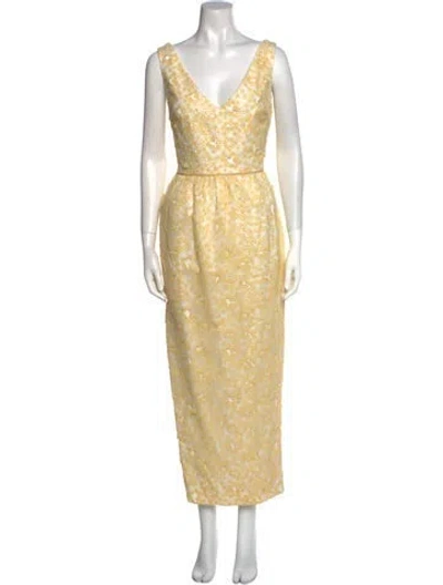 Pre-owned Markarian V-neck Long Dress In Yellow
