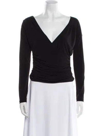 Pre-owned Markarian V-neck Long Sleeve Top In Black