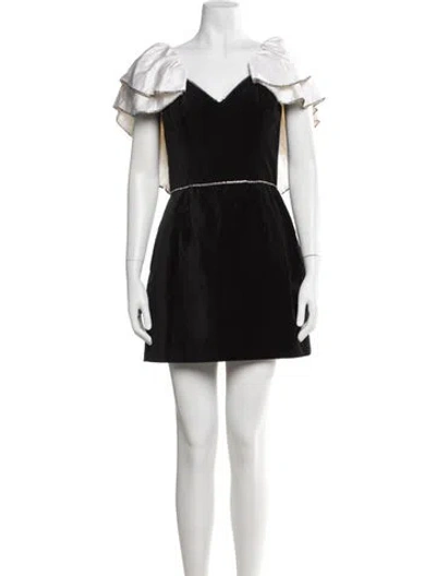 Pre-owned Markarian V-neck Mini Dress In Black