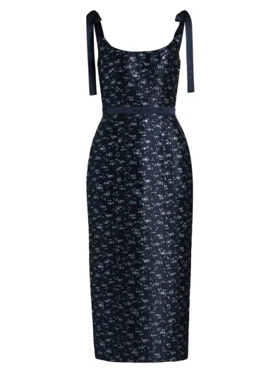 Markarian Women's Acacia Floral Brocade Corset Belted Midi-dress In Blue