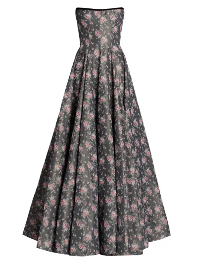 Markarian Women's Floral Strapless Taffeta Ball Gown In Brown