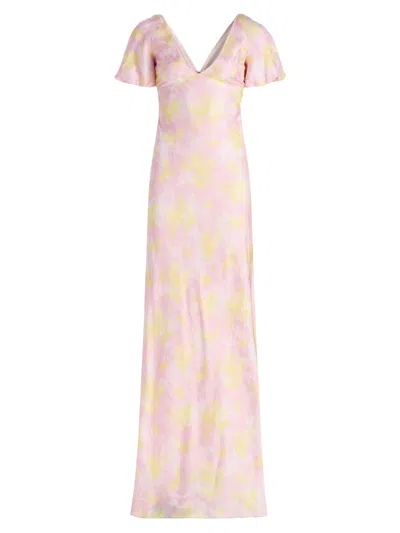Markarian Women's Lilou Flora Silk Satin Column Gown In Pink