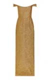 Markarian Yolanda Brocade Off-the-shoulder Column Gown In Gold