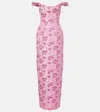 Markarian Yolanda Floral Off-shoulder Brocade Gown In Pink