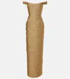 Markarian Yolanda Brocade Off-the-shoulder Column Gown In Gold