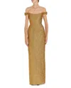 Markarian Yolanda Brocade Off-the-shoulder Column Gown In Gold
