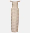 Markarian Yolanda Off-the-shoulder Brocade Gown In Brown