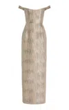 Markarian Yolanda Off-the-shoulder Brocade Gown In Neutral