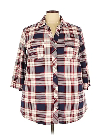 Pre-owned Market & Spruce 3/4 Sleeve Blouse In Burgundy