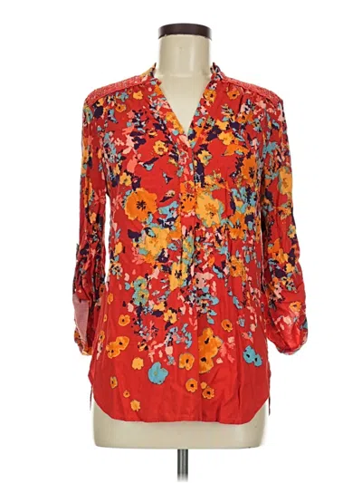 Pre-owned Market & Spruce 3/4 Sleeve Blouse In Orange