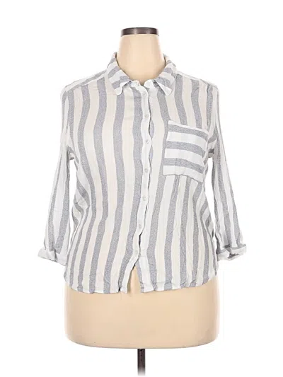 Pre-owned Market & Spruce 3/4 Sleeve Button Down Shirt In Gray