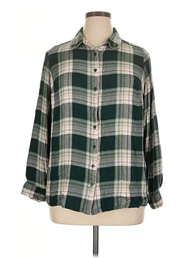 Pre-owned Market & Spruce 3/4 Sleeve Button Down Shirt In Green
