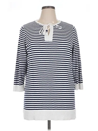Pre-owned Market & Spruce 3/4 Sleeve Top Blue Keyhole Neckline Tops