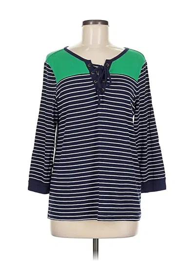 Pre-owned Market & Spruce 3/4 Sleeve Top Green Keyhole Neckline Tops