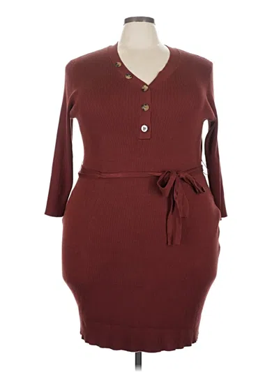 Pre-owned Market & Spruce Casual Dress In Burgundy