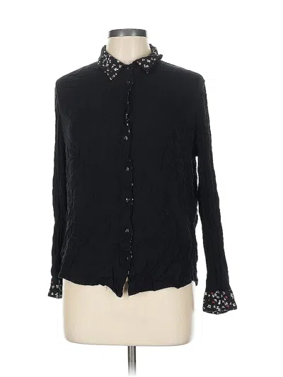 Pre-owned Market & Spruce Long Sleeve Blouse In Black
