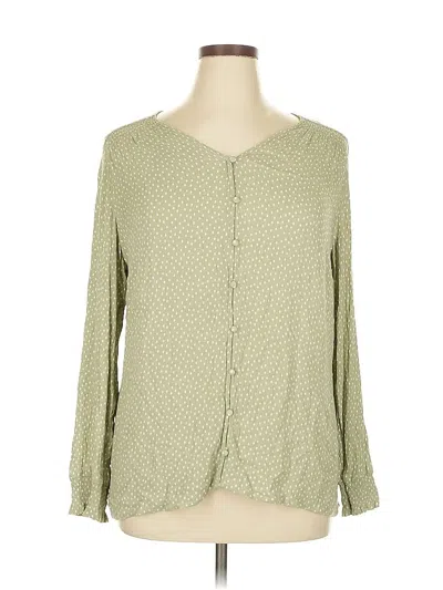 Pre-owned Market & Spruce Long Sleeve Blouse In Green