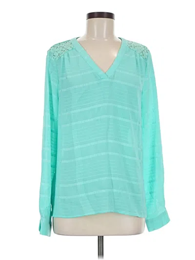 Pre-owned Market & Spruce Long Sleeve Blouse In Teal