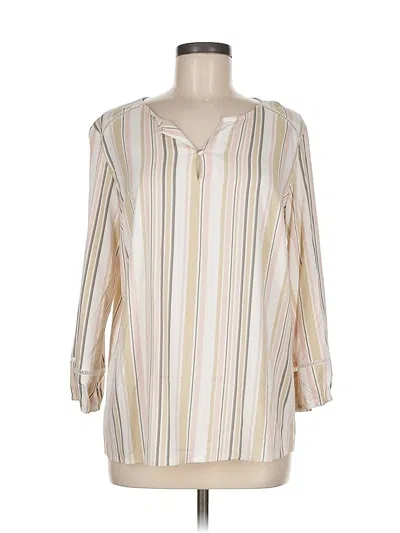 Pre-owned Market & Spruce Long Sleeve Blouse In White