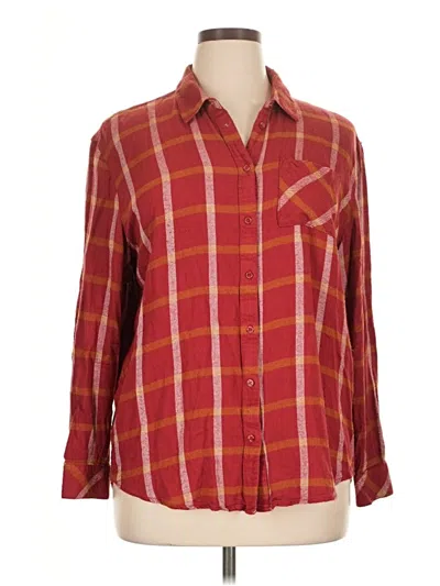 Pre-owned Market & Spruce Long Sleeve Button Down Shirt In Burgundy
