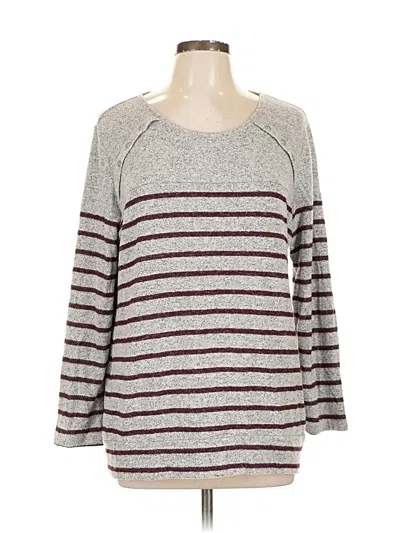 Pre-owned Market & Spruce Long Sleeve Top Gray Boatneck Tops