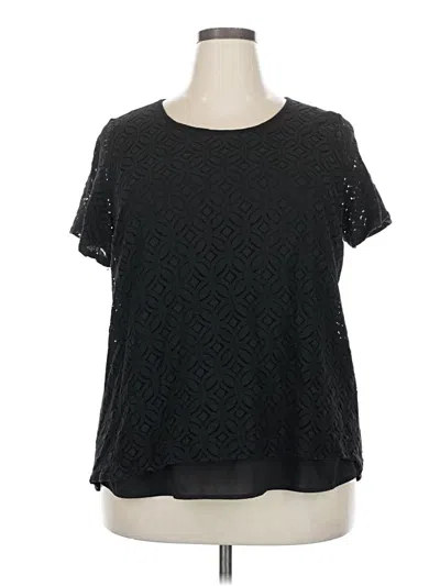 Pre-owned Market & Spruce Short Sleeve Blouse In Black