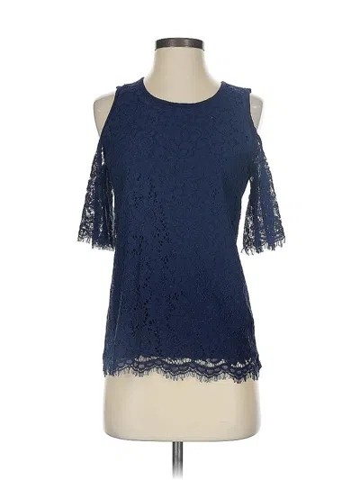 Pre-owned Market & Spruce Short Sleeve Top Blue Cold Shoulder Neckline Tops