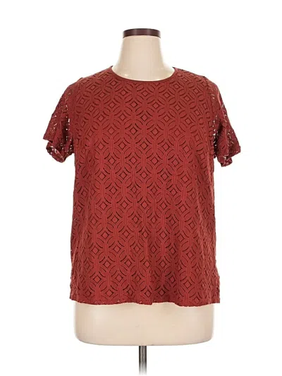 Pre-owned Market & Spruce Short Sleeve Top Burgundy Crew Neck Tops