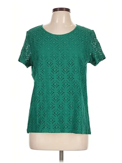 Pre-owned Market & Spruce Short Sleeve Top Green Keyhole Neckline Tops