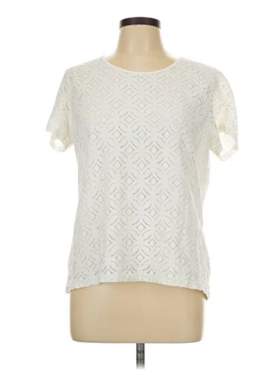 Pre-owned Market & Spruce Short Sleeve Top Ivory Crew Neck Tops In White