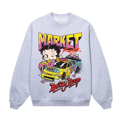 Pre-owned Market Betty Boop Racing Crewneck 'grey' | Men's Size Xxl In Gray