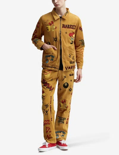 Market Boosted Club Corduroy Pants In Rattan In Yellow