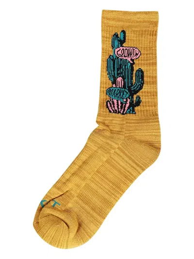 Market Cactus-design Logo-detail Socks In Yellow