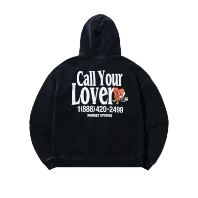 Market Call Your Lover Hoodie In Washed Black