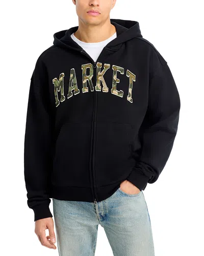 Market Camo Logo Zipper Hoodie In Black