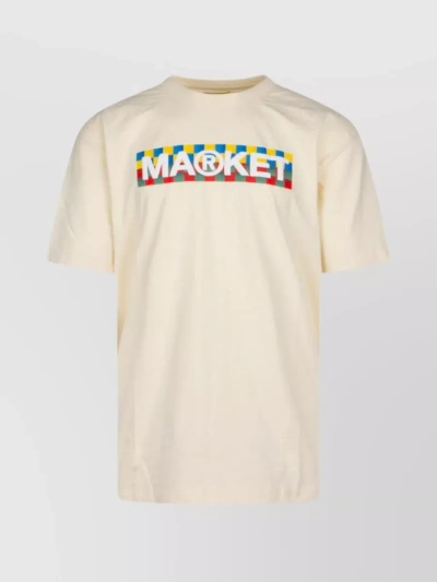 Market Graphic Print Crew Neck T-shirt With Short Sleeves In Beige