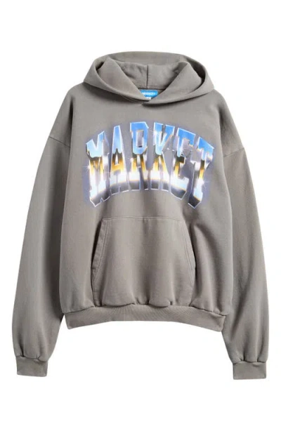 Market Chrome Arc Logo Cotton Graphic Hoodie In Grey