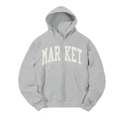 Pre-owned Market Classic Arc Full Zip Hoodie 'heather Grey' | Men's Size S In Gray